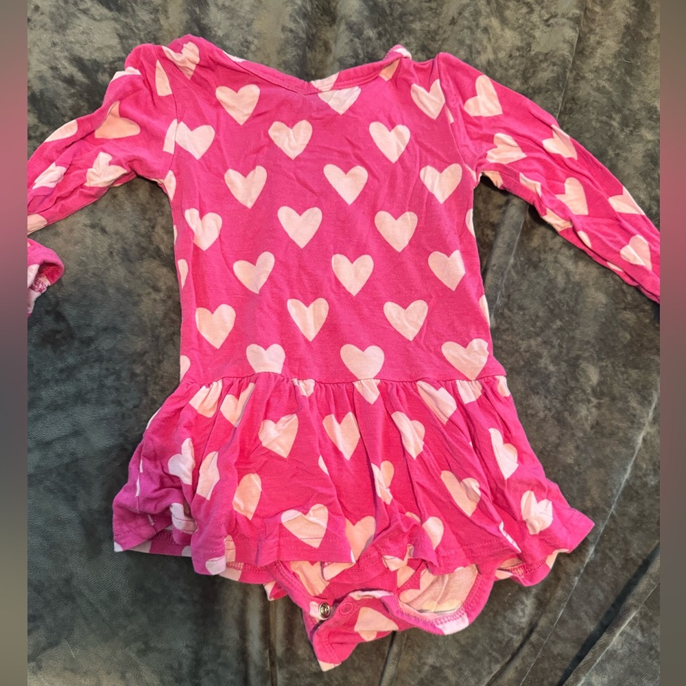 Pink Heart Pattern Kids Casual Dress